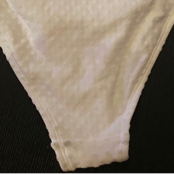 Juniors' Pique Belt High Leg Bikini Bottom- White - Picture 9 of 9